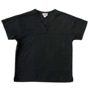 Peaches Uniforms Medium Women's Scrubs Top Black V-Neck Front Pocket